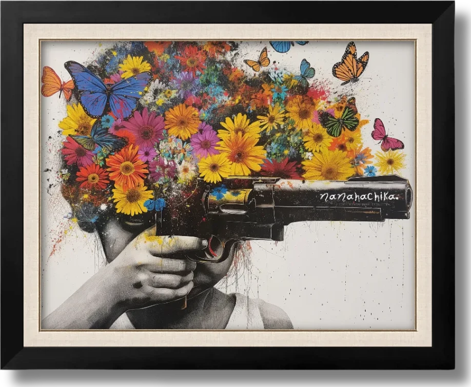 Who holds the weapon?